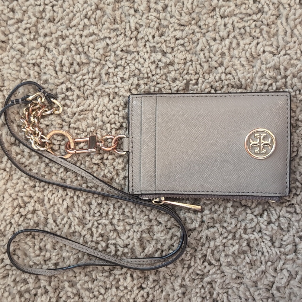 Tory Burch Grey Card Holder/Lanyard